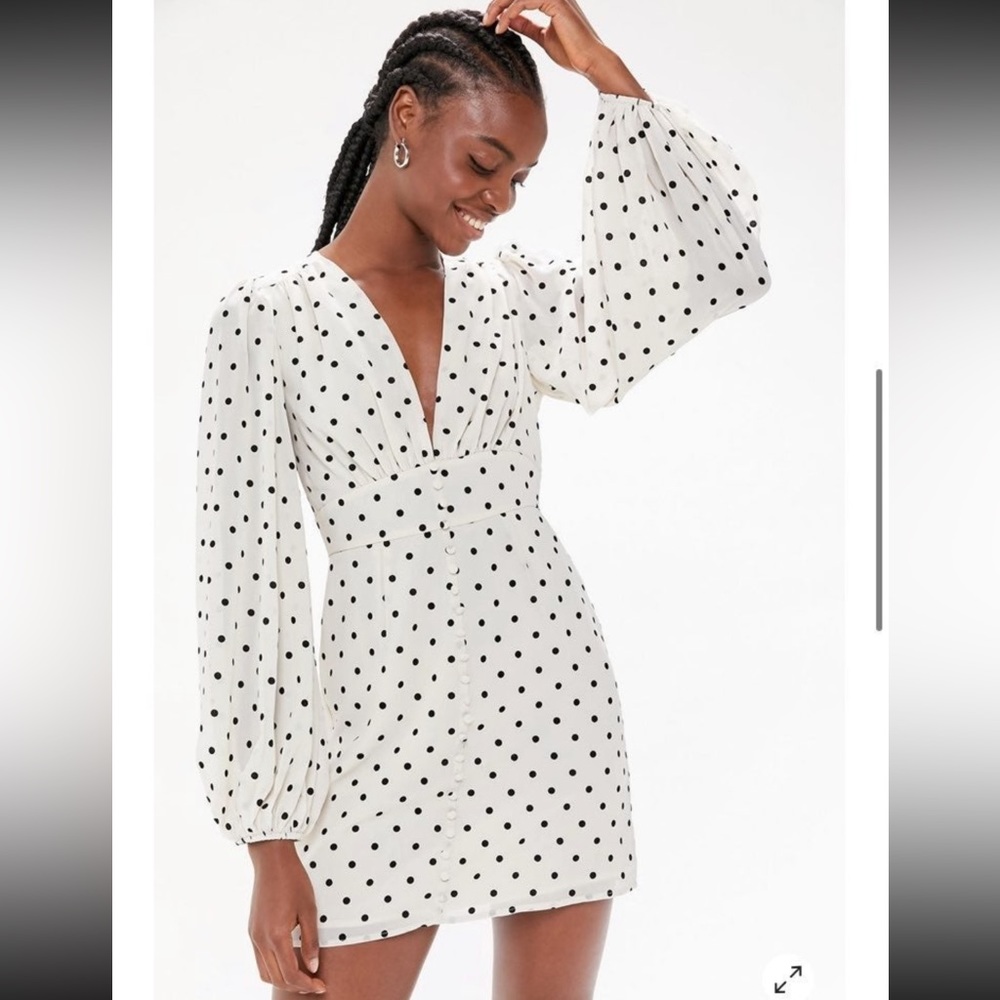 Urban Outfitters Willow Plunging Polka Dot Mini Dress